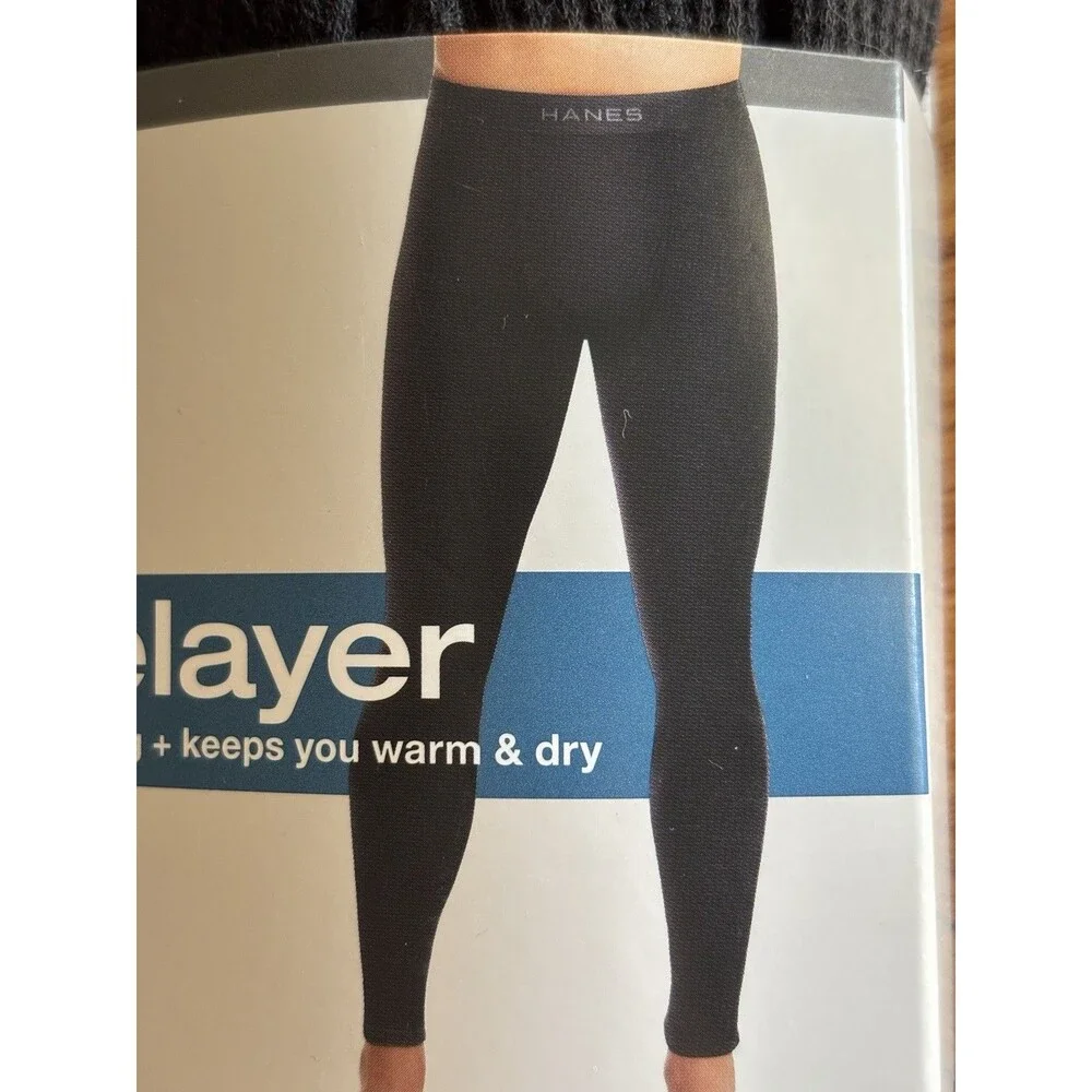 Hanes Premium Men's Thermal Waffle Stretch Pants Black  Medium